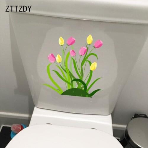 ZTTZDY 23.4*23.6CM Cartoon Plant Flowers Toilet Sticker Children Bedroom Wall Decor T2-0566