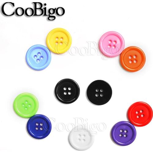100pcs 17.5mm 4 Holes Colorful Resin Round Mini Tiny Buttons For Craft Sewing Buttons Scrapbook DIY Home Decoration Accessories