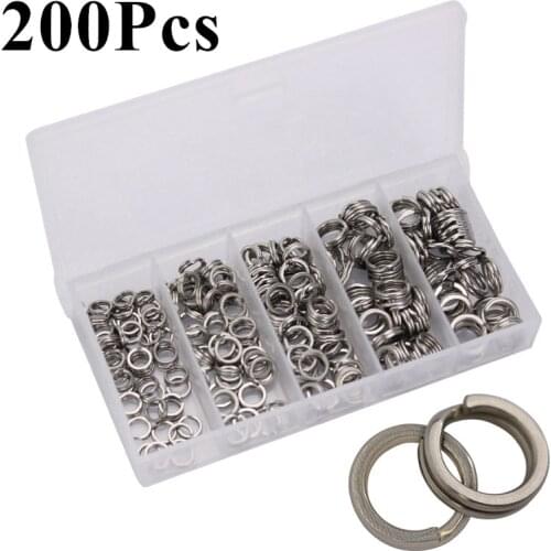 100Pcs / 200Pcs Stainless Steel Split Ring Fishing Tackle Fishing Rings for Blank Lures Crankbait Hard Bait Fishing Accessoies