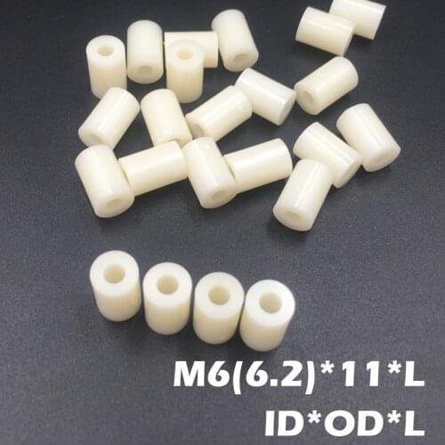 1000pcs M6 6.2*11*3 6.2x11x3 6.2*11*4 6.2x11x4 ID*OD*L ABS Plastic Nylon Round Column Insulation Shim Washer Standoff Spacer