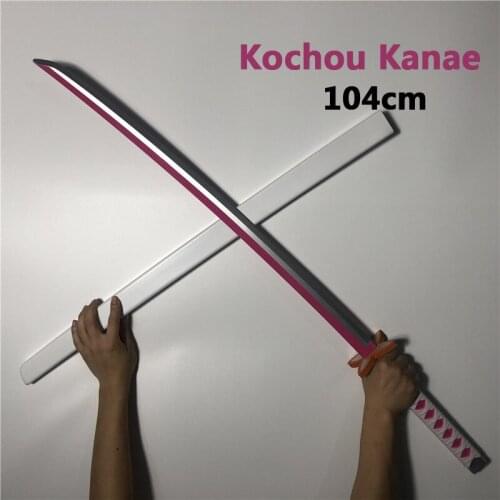 104cm Kimetsu no Yaiba Sword Weapon Demon Slayer Kochou Shinobu Cosplay Sword 1:1 Anime Ninja Knife PU toy white
