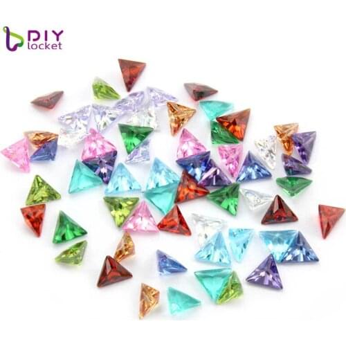 12pcs/lot Mini Colorful Crystal Triangle Zircon Birthstone Floating Charms For Glass Locket LSFC481