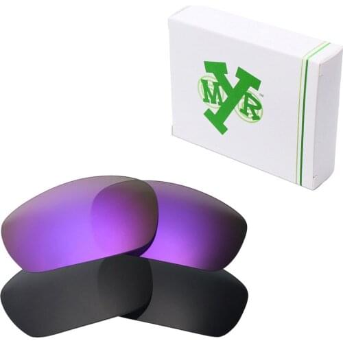 2 Pairs Mryok POLARIZED Replacement Lenses for Oakley Jawbone Sunglasses Stealth Black & Plasma Purple