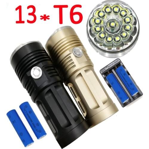5 Modes 13x XM-L T6 LED Flashlight Tactical 14000LM lanterna Torch Lamp +4x 18650 Battery +Charger Night Light Outdoor Camping
