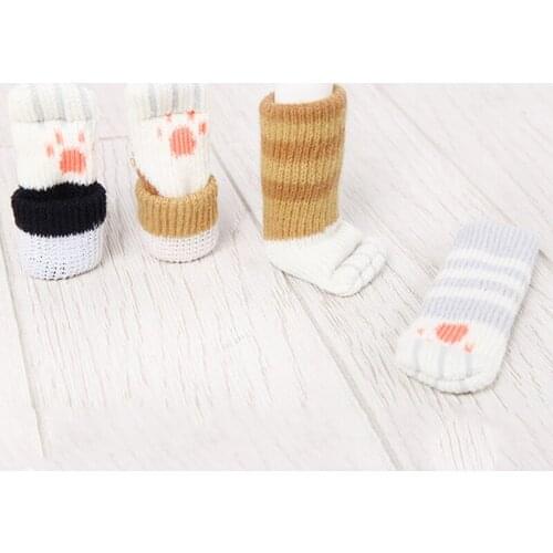 4pcs Knitted Chair Leg Socks Cute Cat Furniture Table Feet Leg Floor Protectors Covers Protection Pads Moving Noise Reduction