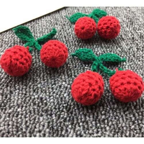 6PC 2CM Knitted Wool Cherry Craft Supplies Women DIY Earrings Necklaces Jewelry Decor Accessories Girl Hairpin Crafts Materials