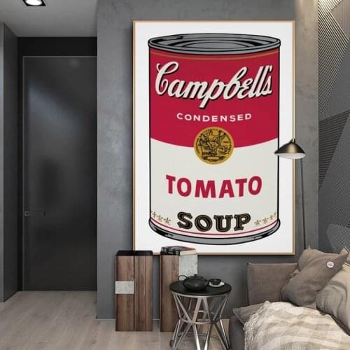 Abstract Andy Warhol Tomato Soup Canvas Painting Posters and Prints Quadros Wall Art Picture for Living Room Decoration Cuadros