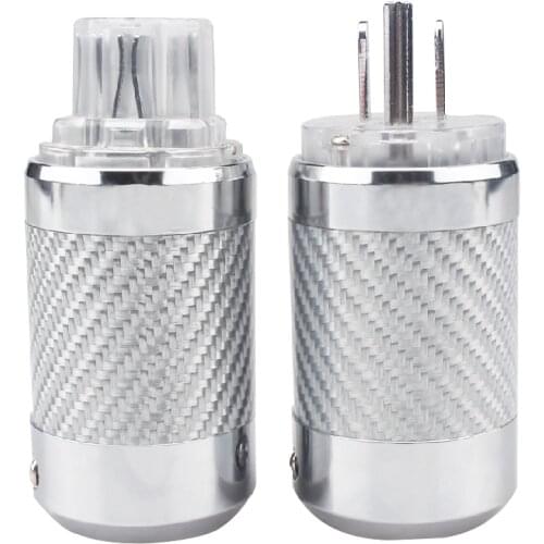 Carbon Fiber Audio Power Plug Rhodium Plated IEC Connector - DIY Hifi Power Cable Accessories