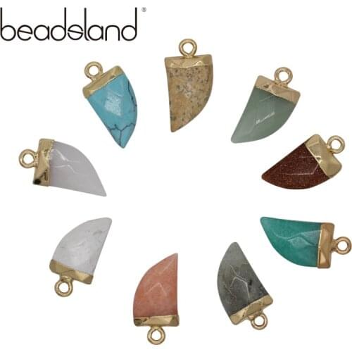 Beadsland Natural Stone Pendant Tooth Shape Pendant Stone Charm DIY Conponents For Necklace Bracelet and Earrings size 11*16mm