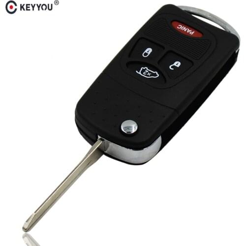 KEYYOU 10X 4 Buttons Flip Car Remote Key Shell Case for Chrysler 200 Dodge Caliber Avenger Jeep Liberty Patriot Avenger Nitro