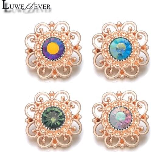 Hot Component w462 Crystal 3D 18mm Metal Snap Button For Bracelet Necklace Interchangeable Jewelry Women Accessorie Findings