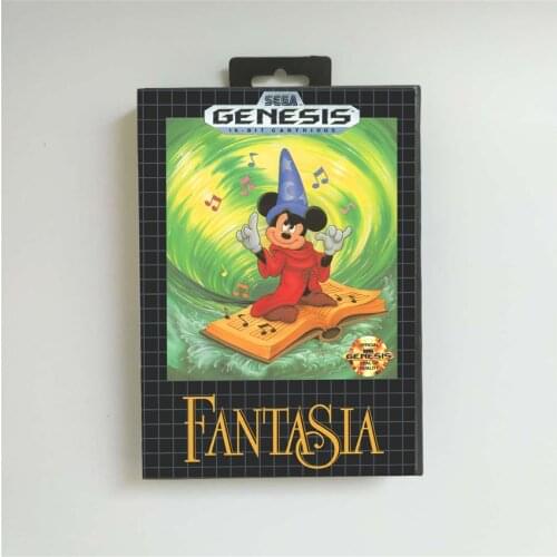 Fantasia - USA Cover With Retail Box 16 Bit MD Game Card for Sega Megadrive Genesis Video Game Console