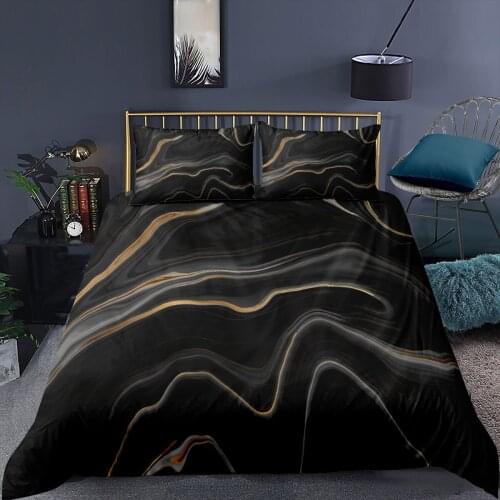 Metallic Marble 3 Pieces Comforter Cover Set Machine Wash Art Queen Pillow Case Watercolor Duvet Quilt Cover Bedding Accessory