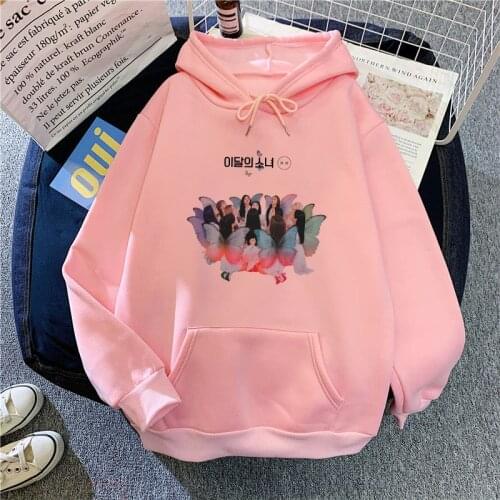 KPOP LOONA Butterfly X X Hip Hop Harajuku Oversized Hoodies Sweatshirt Korean Style Streetwear Sudaderas Cotton Winter Tops