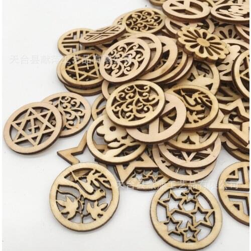 100pcs 3cm Round Wooden Discs with Holes Birthday Board Tags and Rings for Arts and Crafts