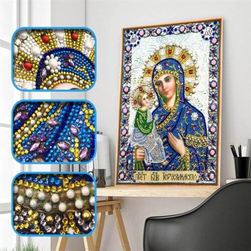 2019 hot 5d Diy Special Shaped Diamond Painting Cross Stitch Religion Icon of mother Crystal Diamond Embroidery Rhinestones gift