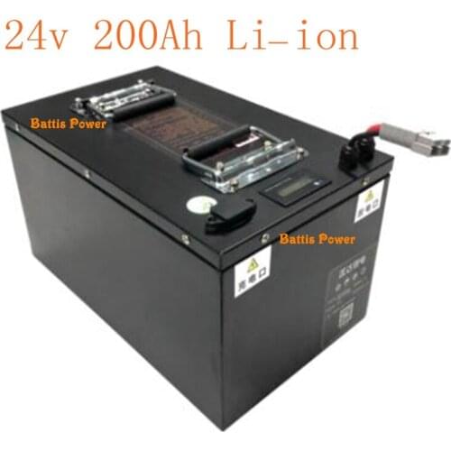 Metal case 24v 200Ah Lithium battery li-ion High power 2000w Not lead acid for RV boat motor solar wind energy UPS +20A charger