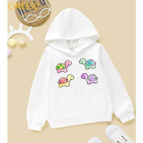 Cute Rainbow Design Little Turtle Pig Sloth Animal Print Funny Sweatshirt Baby Boys Spring Autumn Clothes Hoodies for Teen Girls