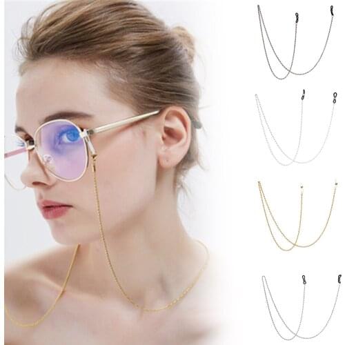 Fashion Reading Glasses Spectacles Non-slip Sunglasses Glasses Holder Adjustable Neck Cord Metal Strap Chain Motoglass Accessory