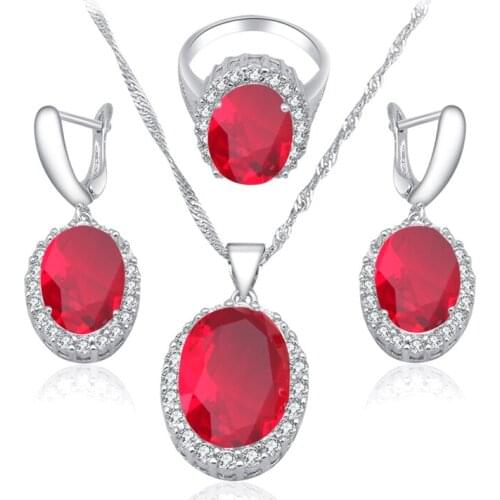 ROLILASON stamped Jewelry Sets Earring Necklace Ring SWA Element Color crystal Sz #5.75 #6.75 #7.75 #8.75 JS582