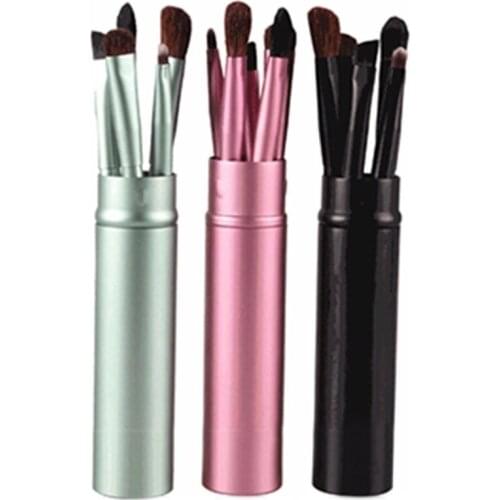 5 Pcs/set of Pony Hair Professional Eye Makeup Brush Set Eye Shadow Makeup Brush Set + Round Tube