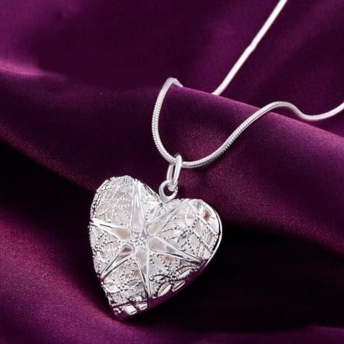 New Arrival Silver Plated Jewelry Heart Photo Locket Necklace Pendant #84493