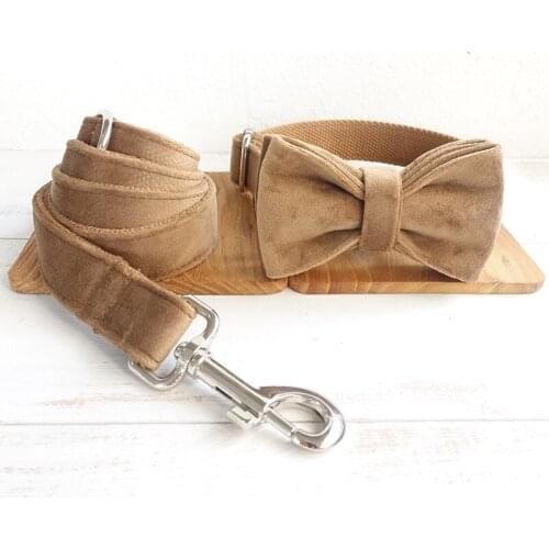 Bowtie Dog Collar and Leash Set for Small Medium Large Dogs Strong Durable Pet Collar with Metal Buckle Unique Designer Dog Gift