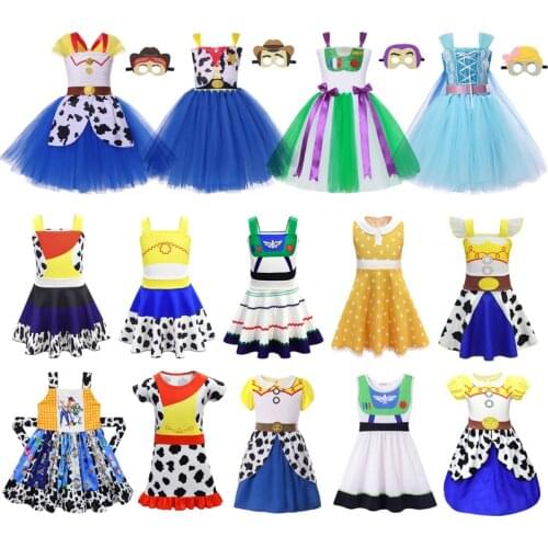 Disney Toy Story 4 Role Playing Dress Girl Buzz Lightyear Jessie Woody Gabby Costume Kid Casual Clothes Anime Frock Bo Peep Tutu