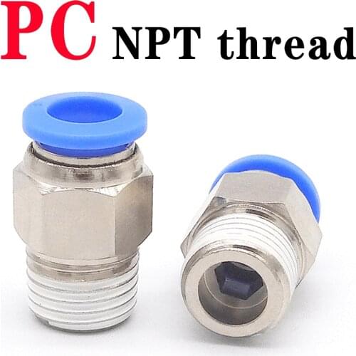 American threaded pneumatic quick connector NPT1/8 1/4 3/8 1/2 hose connector pipe PC pneumatic quick plug connector 6 8 10 12mm