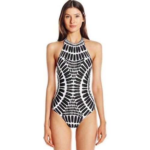 Sexy Halter Strap One Piece Swimsuit Fish Scale Wave Print Bikini Halter Triangle Fashion Slim Beachwear Swimwear