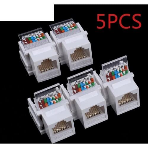 5pcs Tool-free CAT5E UTP network module RJ45 connector Information socket Computer Outlet cable adapter Keystone Jack FOR AMP