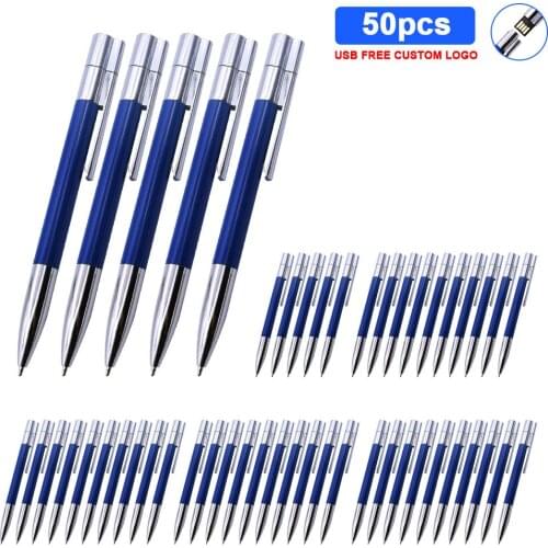 Ballpoint pen 50pcs free logo Pen Drive 64gb PenDrive 128GB Usb Flash Drives 32GB usb Stick16GB flash memory Usb Flash Disk 8GB