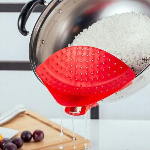 Kitchen Gizmo Snap and Strain Pot Strainer Clip On Silicone Colander