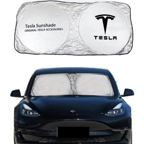 Summer Car Sunshade Front Windshield Sun Shade Cover Cooling Sun Blind UV Reflective Cover For Tesla Model S Model X Model 3