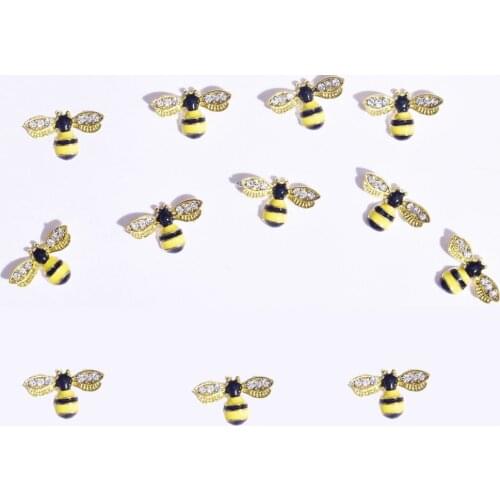 50pcs/bag Nail Art Decorations Metal Alloy Bee/Spider Shape 3D Gold Silver Jewelry Gems Pearl Charms Nail Shiny Rhinestones #JEc
