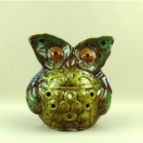 Vintage Ceramics Owl Figurine Candle Holder Ornamental Porcelain Nighthawk Figurine Lantern Craft for Room Decor and Present