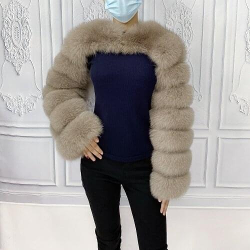 2021 Winter Jacket Women Natural Real Raccoon Real Fur Fox Coat Two Sleeves Sleeve Ladies Fashion Jacket