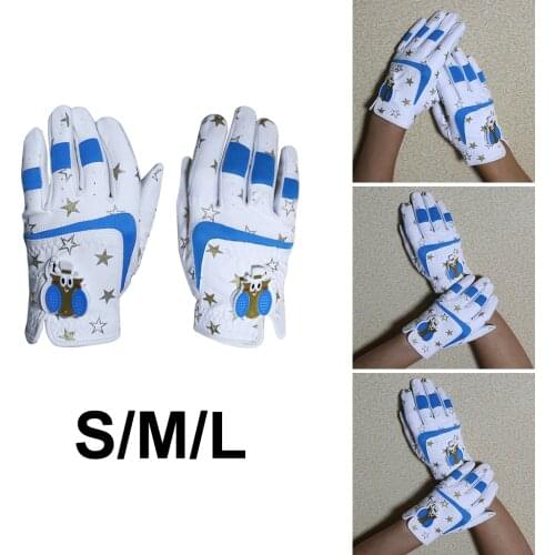 1Pair Durable Kids' Golf Gloves Left Right Hand Leather Breathable All Sizes