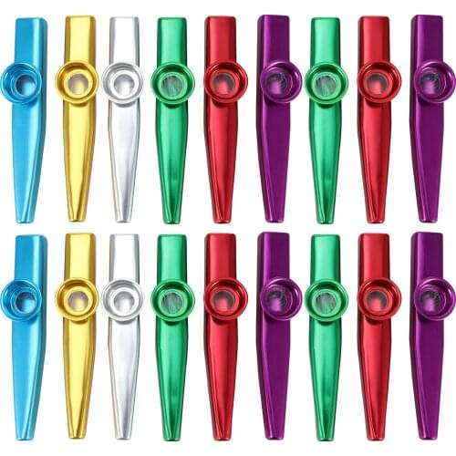 18Pcs Metal Kazoos Musical Instruments Flutes With 20Pcs Kazu Flute Membrane Beginners Children Party Musical Instrument