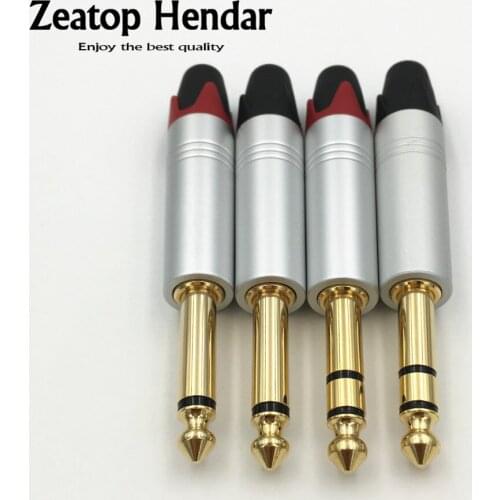 2Pcs High Quality 6.35mm Mono Stereo Male Plug 2 3 Pole 6.35 Audio Connector Amplifier Microphone Cable 6.5 Audio DIY Adapter