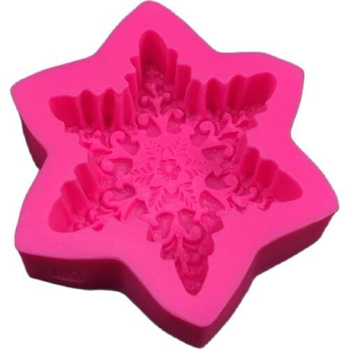 Snow Flake Shape Chocolate Candy Jllo 3D Silicone Mould Cartoon Figre/Cake Tools Soap Mold Sugar Craft Cake Decoration E587