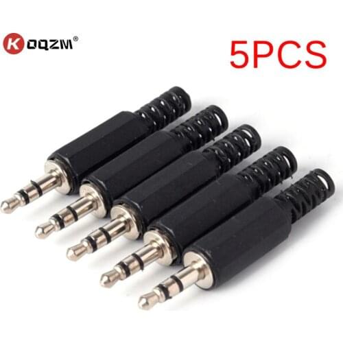 5pcs Plastic Pure Copper Conductor Housing Audio Jack Plug Headphone Stereo 3.5mm Male Adapter