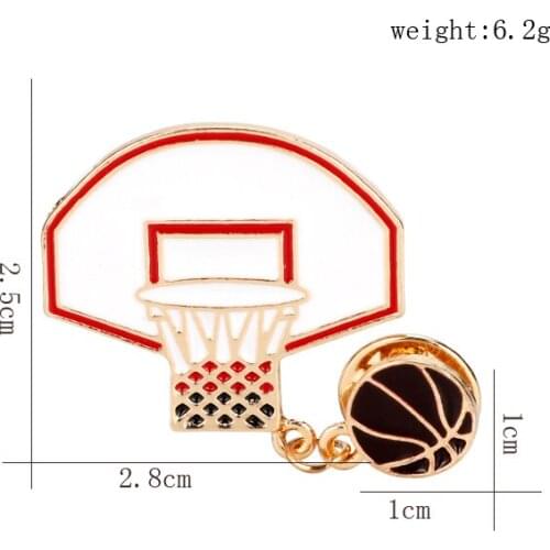New Basketball pins basketball hoop brooches red enamel sports pin red ball lapel pin badge sportsman button brooch party pin