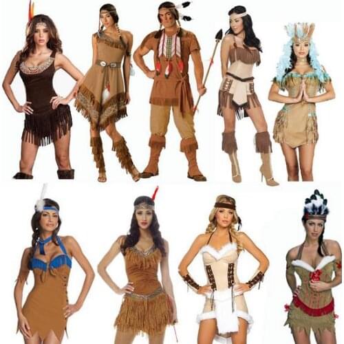 Free shipping Superior quality Hunter Women Pocahontas Adult Fancy Dress Halloween Cosplay Costume Aboriginals chief Costume