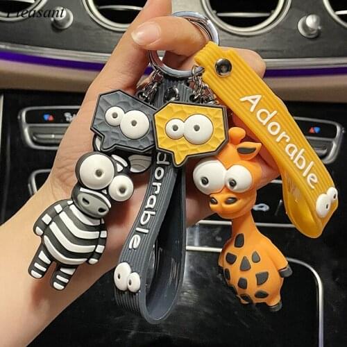 Cartoon Eyes Giraffe Hyun Dance Shar Pei Dog Unicorn Key Chain Pendant Trend Fashion Couple Bag Key Chain