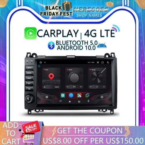 Carplay 9" DSP Android 10.0 4G LTE 64GB ROM Car DVD Player GPS WIFI Bluetooth Radio For Benz B200 W169 W245 Viano Vito Sprinter