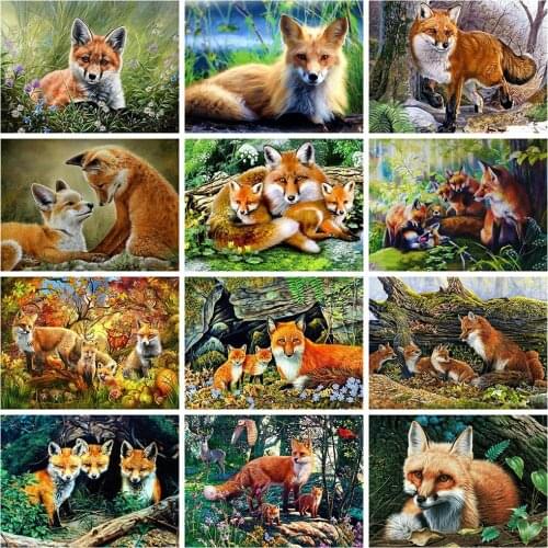 CraftArtGo 5D DIY Diamond Embroidery Fox Full Square Round Rhinestone Mosaic Painting Cross Stitch Flowers Diamond Kit
