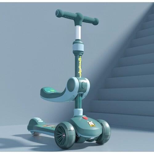 Infant Shining Baby Scooter Single Foot Slide 2-in-1 Can Sit/Ride Slide Scooter 3 Years Foldable Kids Scooter 3 Wheels