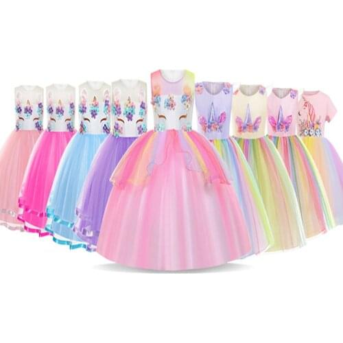 3-10 Y Princess Dress Unicorn Ball Gown Boutique Clothing Girls Dresses Kids Childrens Birthday Party Teen Vestidos