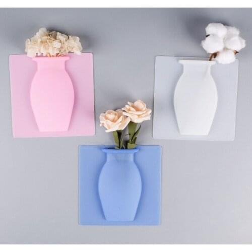 Home Decors Wall Vases Silica Gel Traceless Vase Wall Hanging Refrigerator Paste Wall Magic Hydroponic Vase Paste 2020
